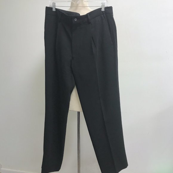 Issey Miyake black wool pleat front trousers dress pants 38...